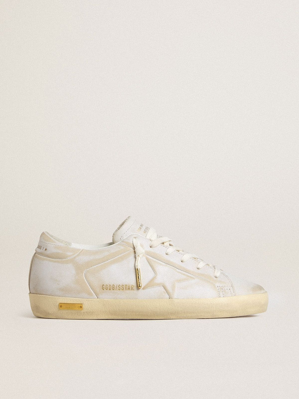 Women’s Super-Star with white leather star and heel tab with lived-in effect