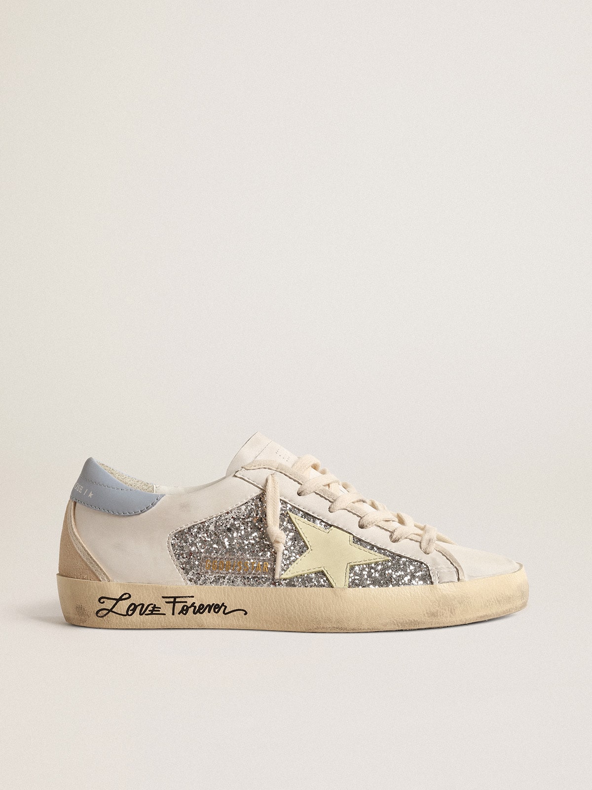 Bio-based Super-Star with silver glitter and yellow leather star