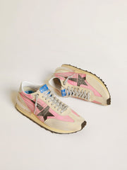 Women's Marathon in pink nylon and beige suede with black printed star