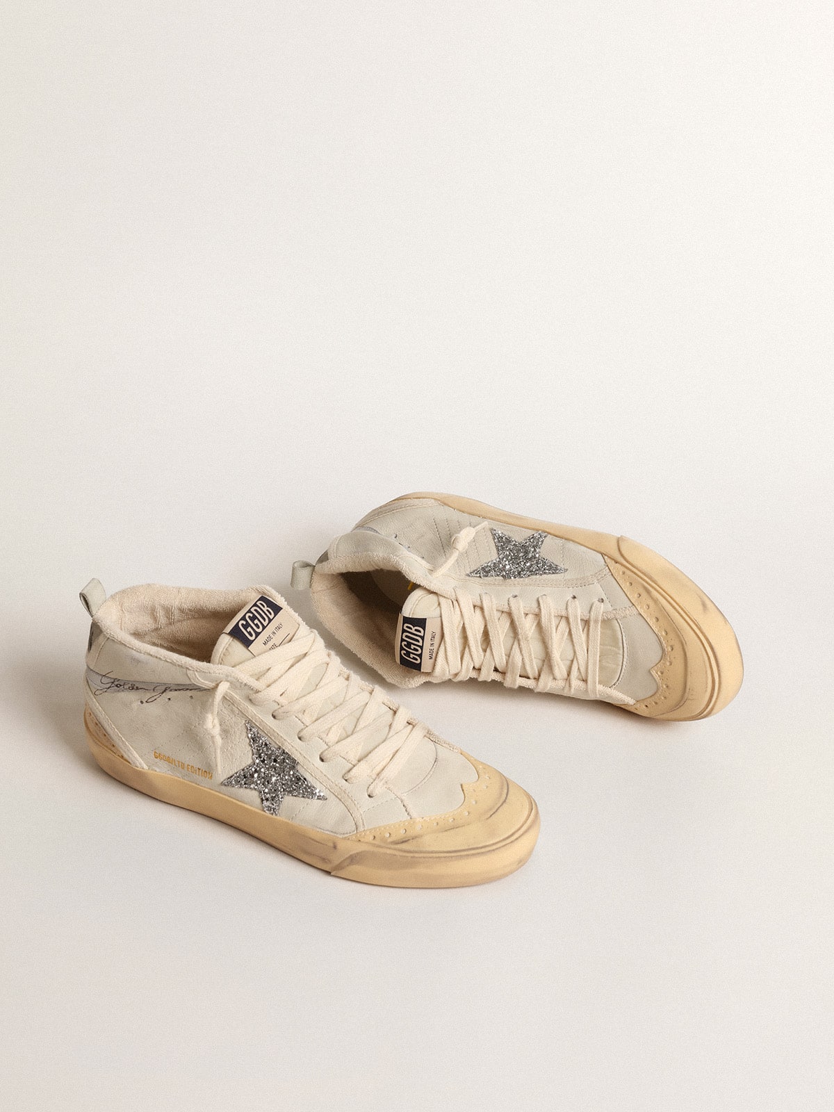 Mid Star  with glitter star and metallic leather flash