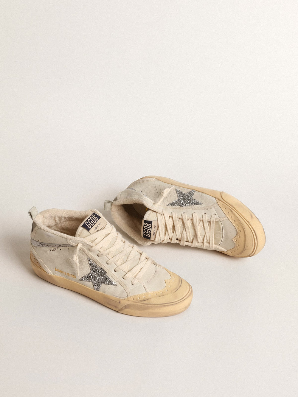 Mid Star  with glitter star and metallic leather flash