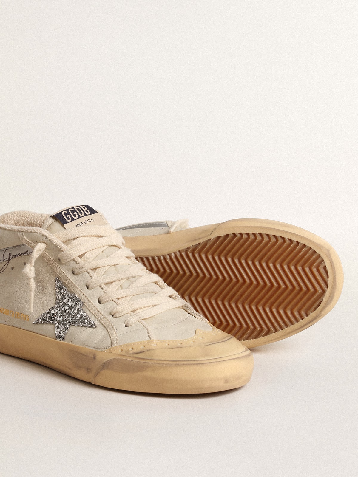 Mid Star  with glitter star and metallic leather flash