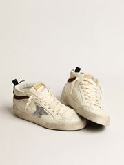 Mid Star LTD in white nappa leather with silver glitter star