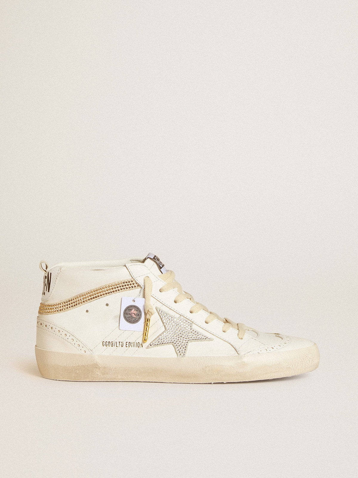 Mid Star  with star and heel tab in suede with Swarovski crystals