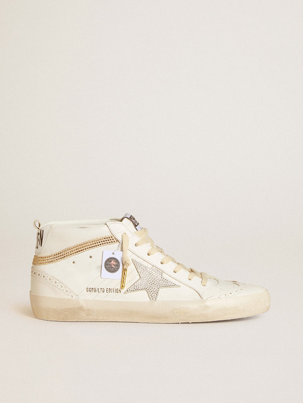 Mid Star  with star and heel tab in suede with Swarovski crystals