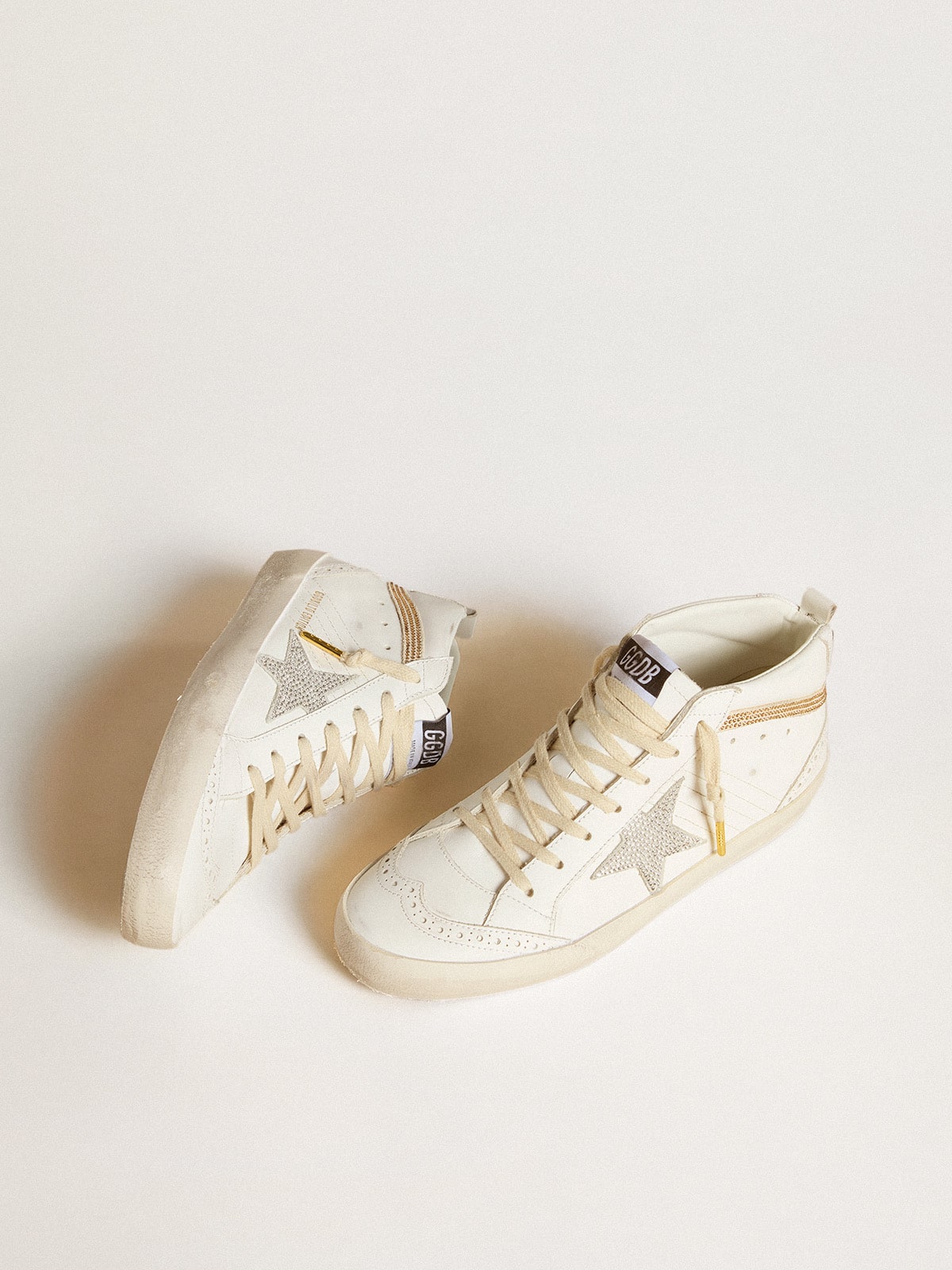 Mid Star  with star and heel tab in suede with Swarovski crystals