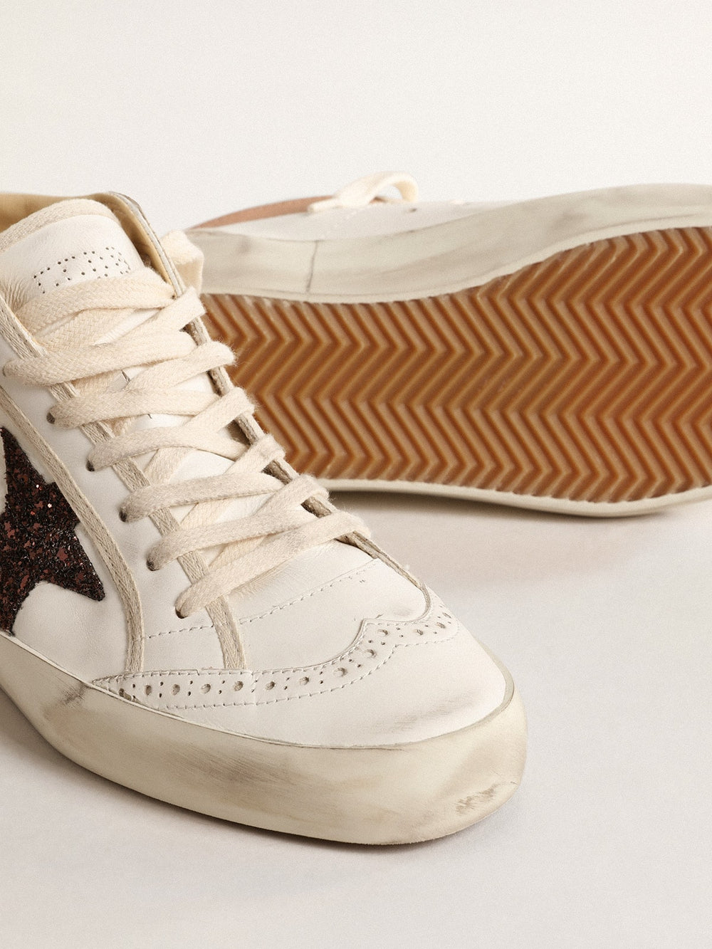 Mid Star  in nappa with glitter star and nude leather flash
