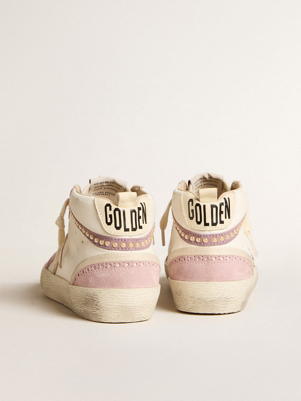 Mid Star with gold leather star and pink suede flash with pearls