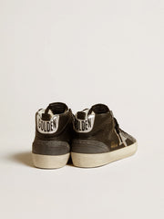 Women’s Mid Star in black leather with silver metallic leather star