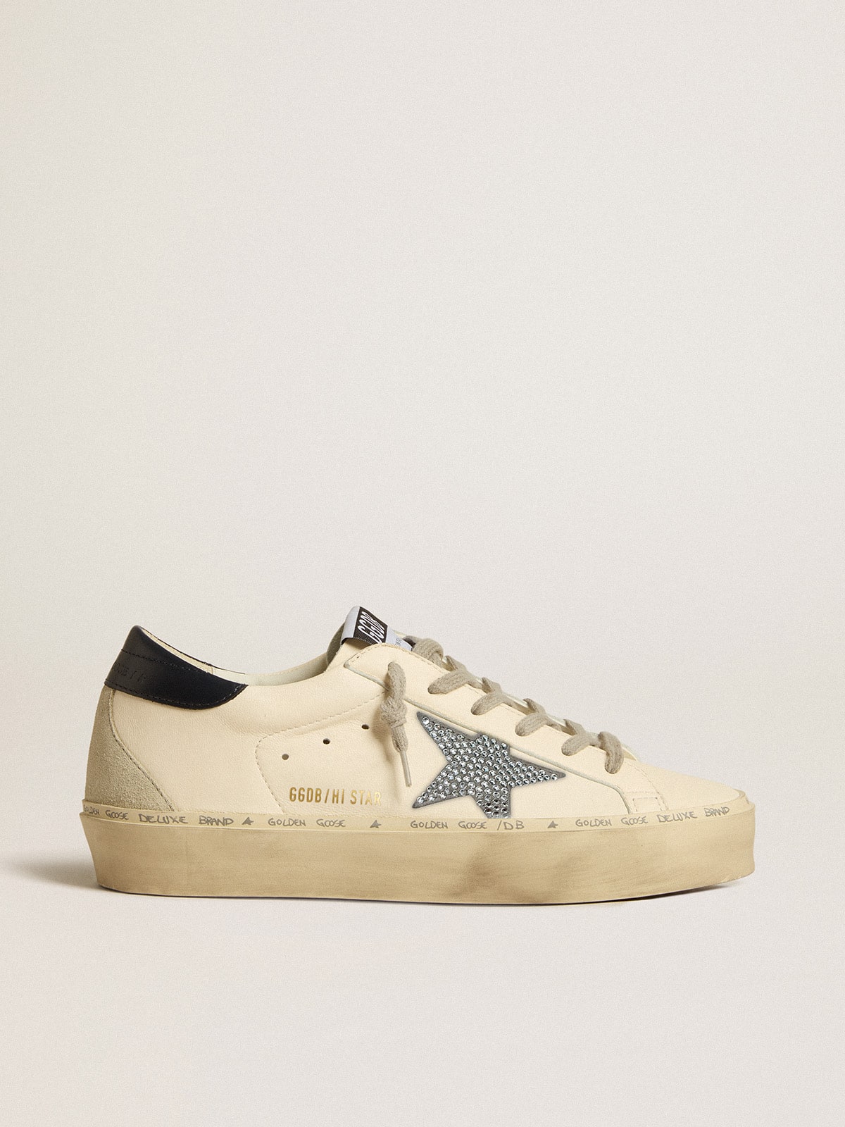 Hi Star in nappa with Swarovski crystal star and dark blue leather heel tab