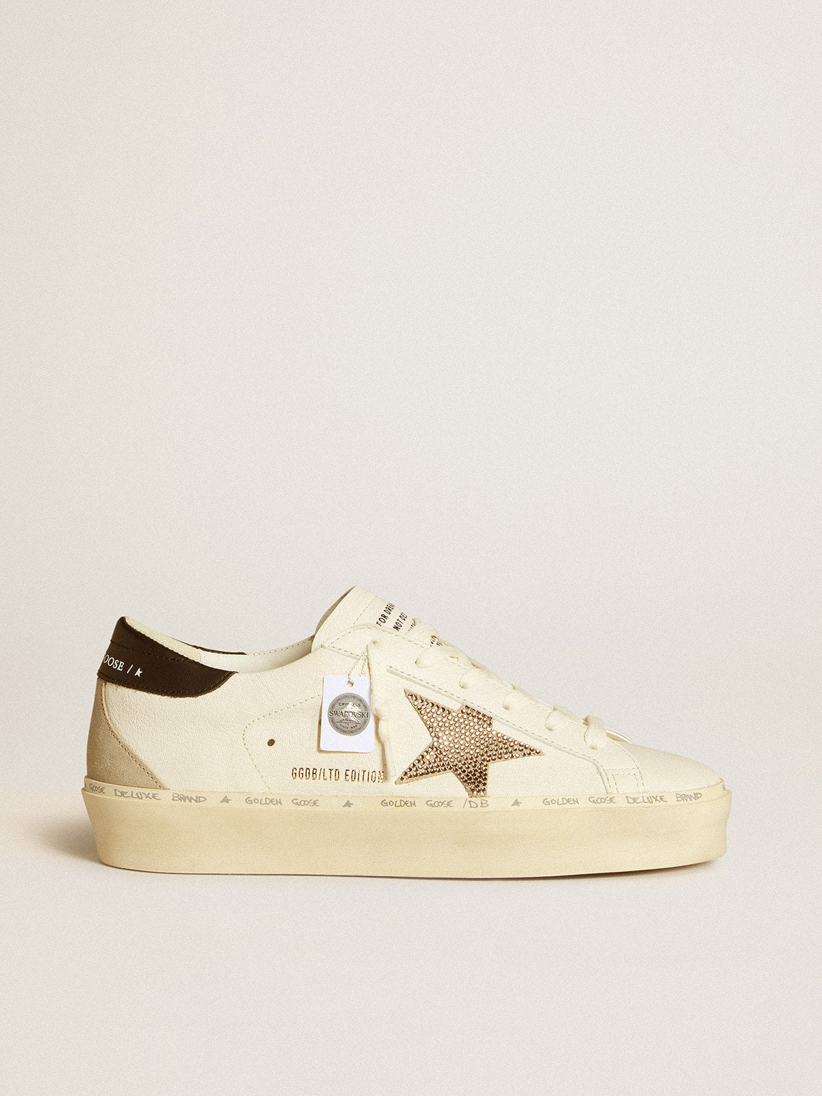 Hi Star  with Swarovski crystal star and black leather heel tab