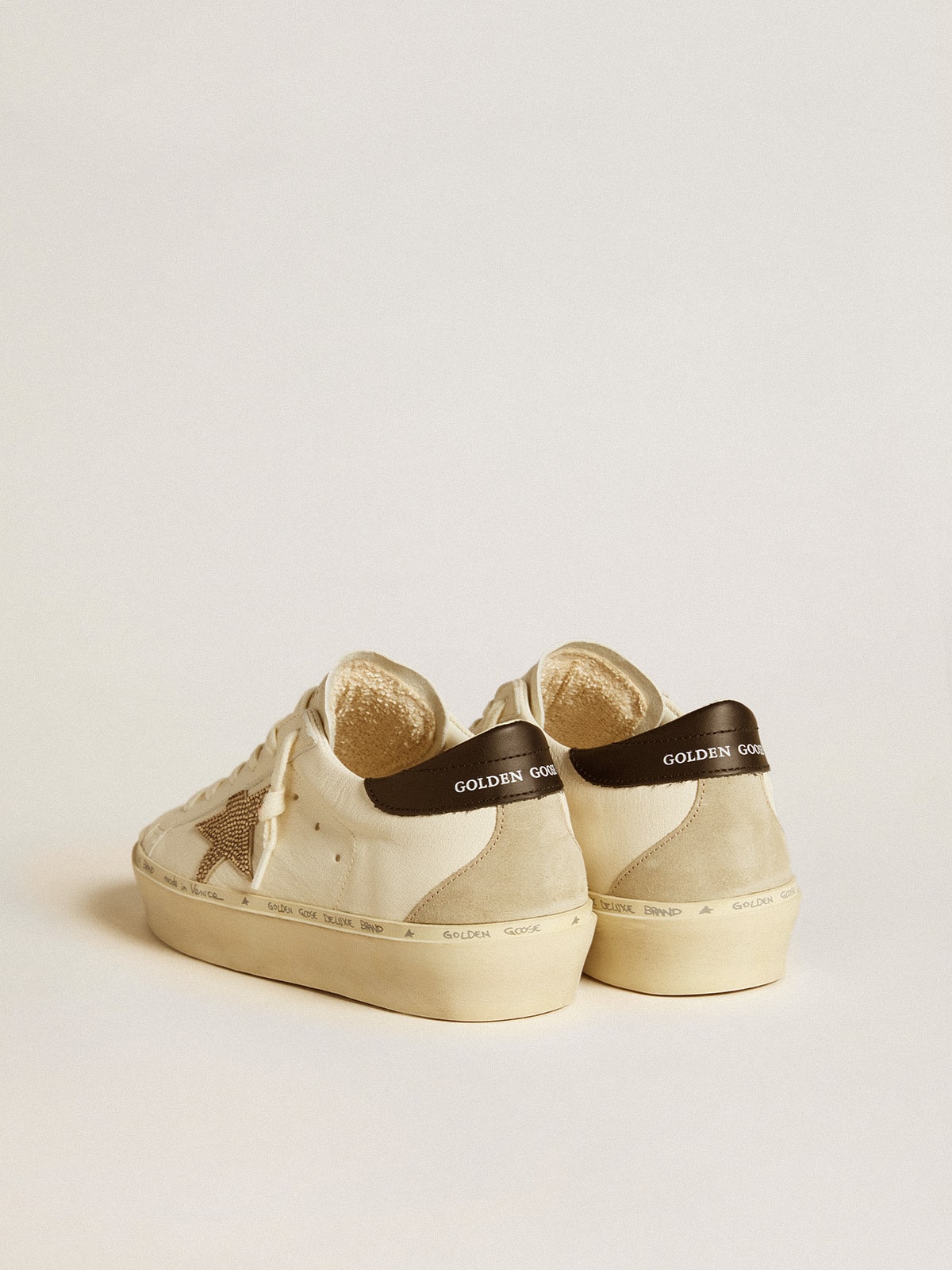 Hi Star  with Swarovski crystal star and black leather heel tab