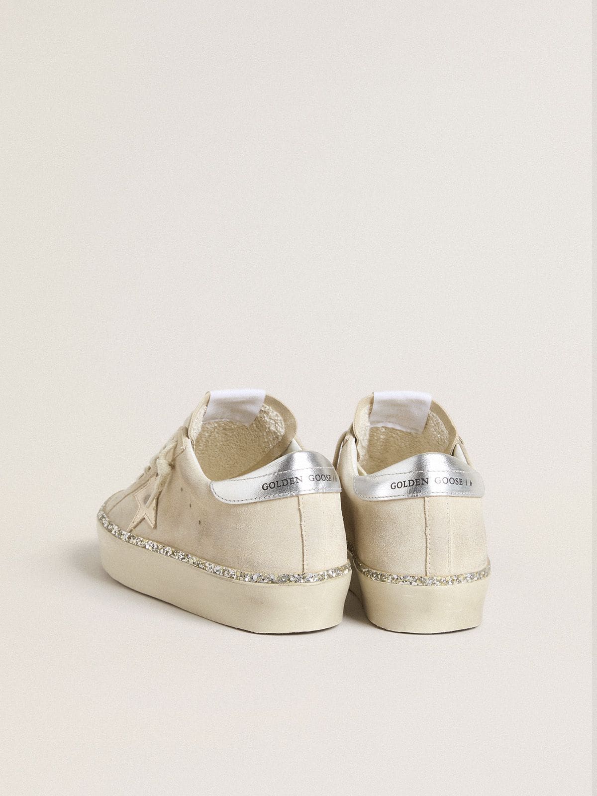 Hi Star in suede with silver metallic leather star and heel tab