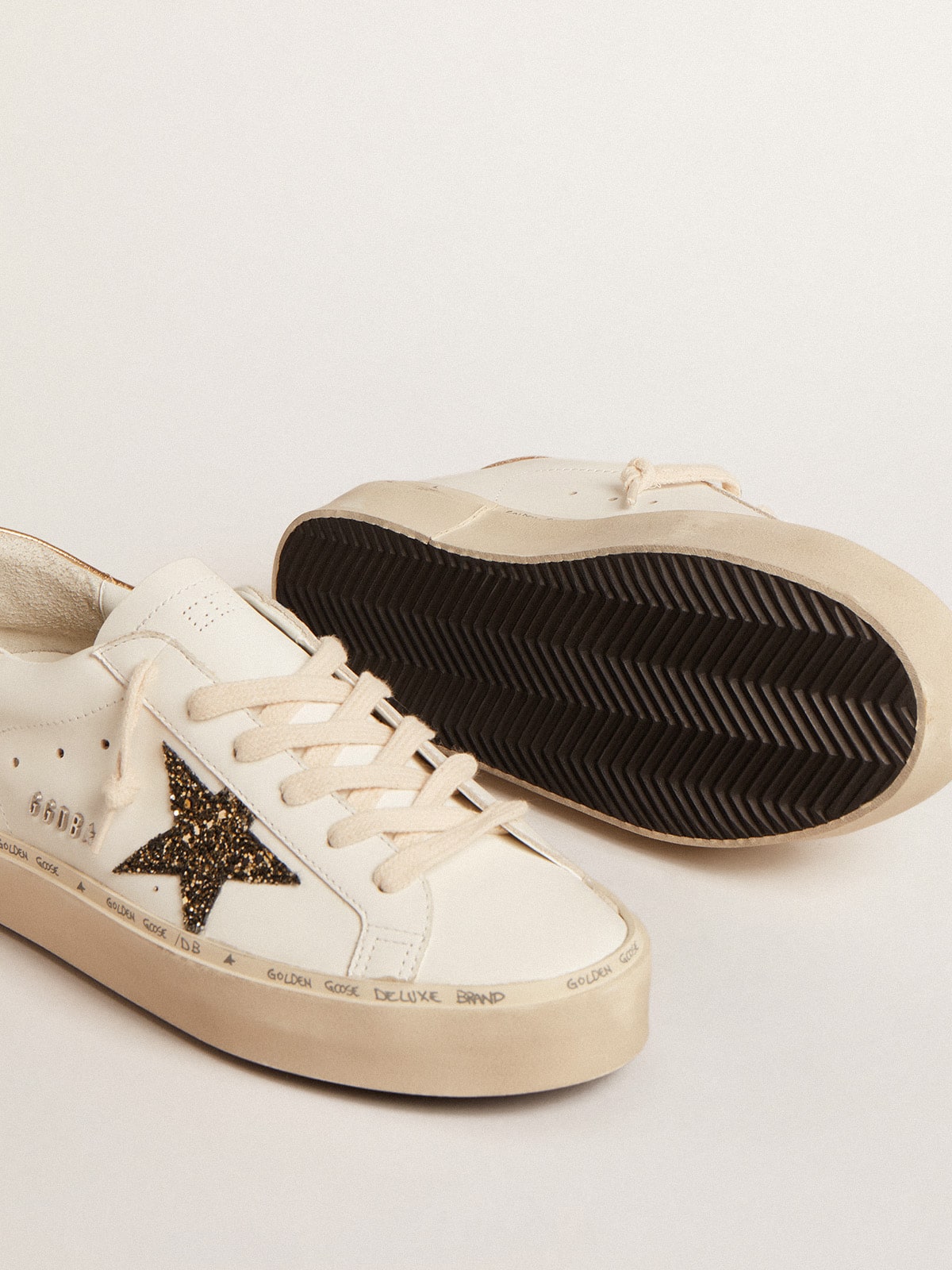Hi Star  with black and gold glitter star and gold heel tab