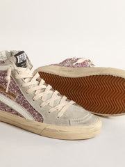 Slide in lilac glitter with white leather star and flash