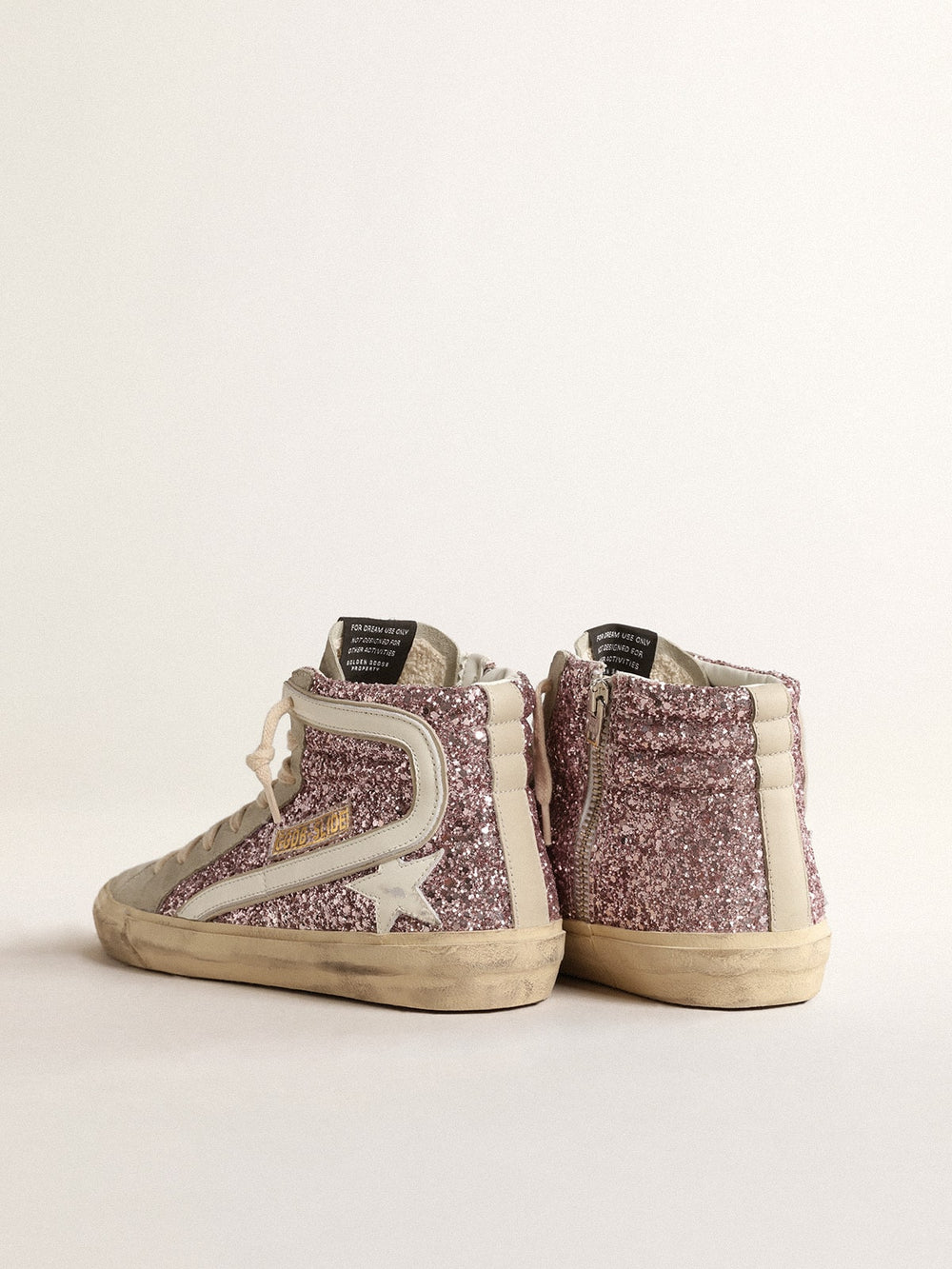 Slide in lilac glitter with white leather star and flash