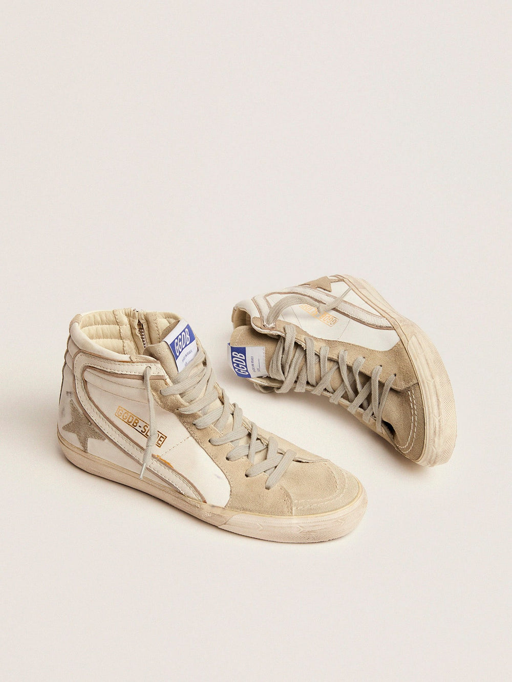 Women's Slide with ice-gray suede star and white flash