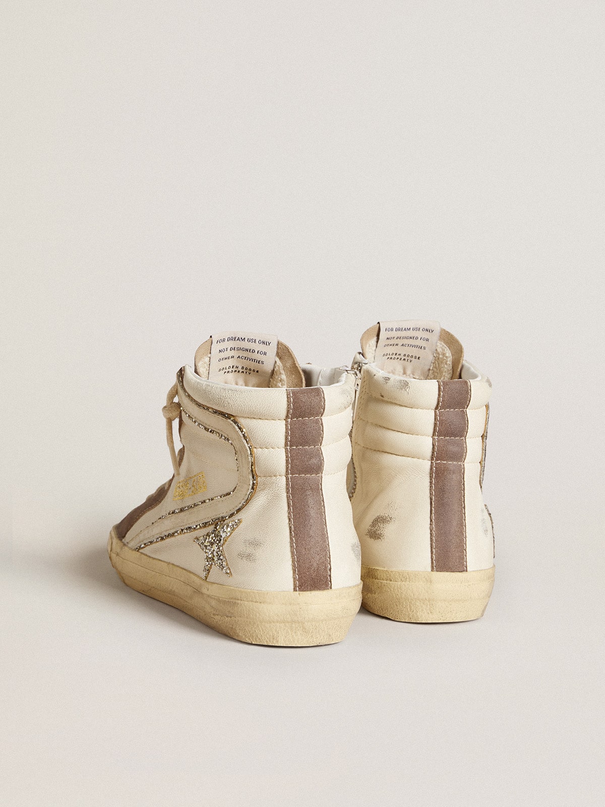 Slide in nappa with glitter star and patent leather flash