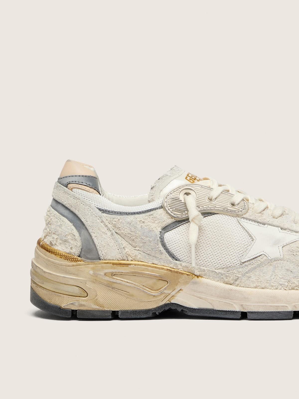 Women's Dad-Star in suede and mesh with white leather star and beige leather heel tab
