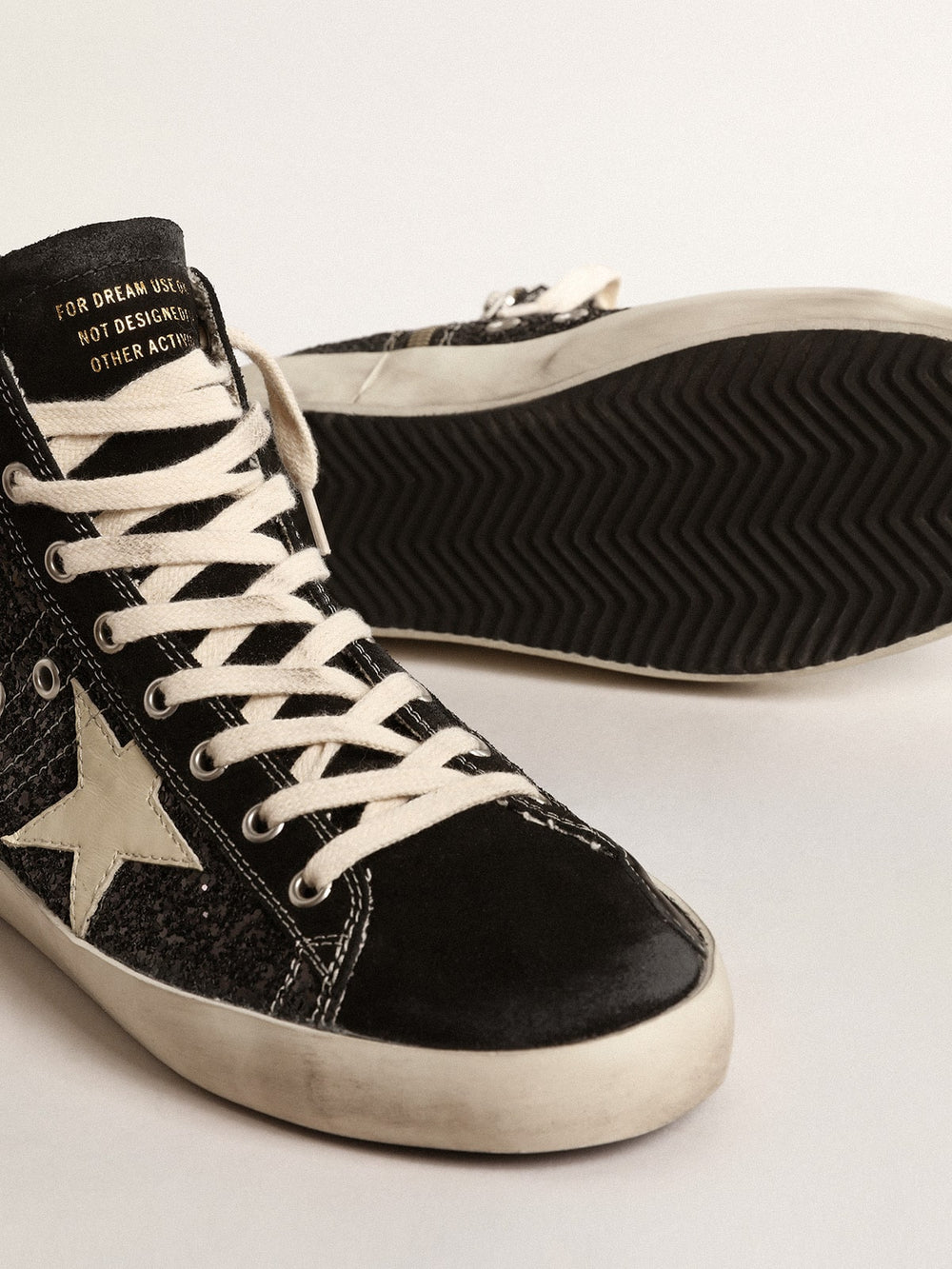 Francy Penstar  in glitter with ivory star and black heel tab