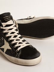 Francy Penstar  in glitter with ivory star and black heel tab