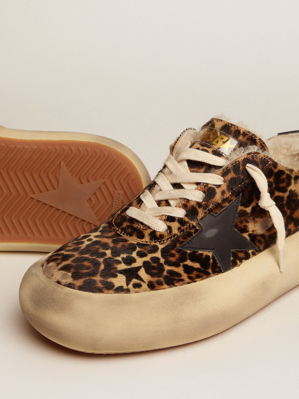 Women's Space-Star shoes in animal-print pony skin with shearling lining