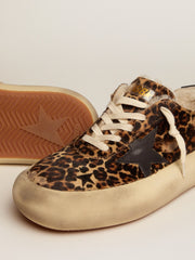 Women's Space-Star shoes in animal-print pony skin with shearling lining