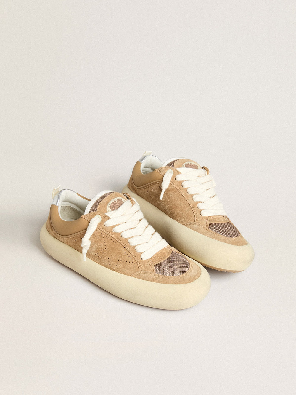 Women's Space-Star Cube in tobacco suede with perforated star