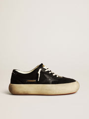 Women's Space-Star shoes in black nylon with black leather star and heel tab