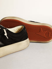 Women's Space-Star shoes in black nylon with black leather star and heel tab