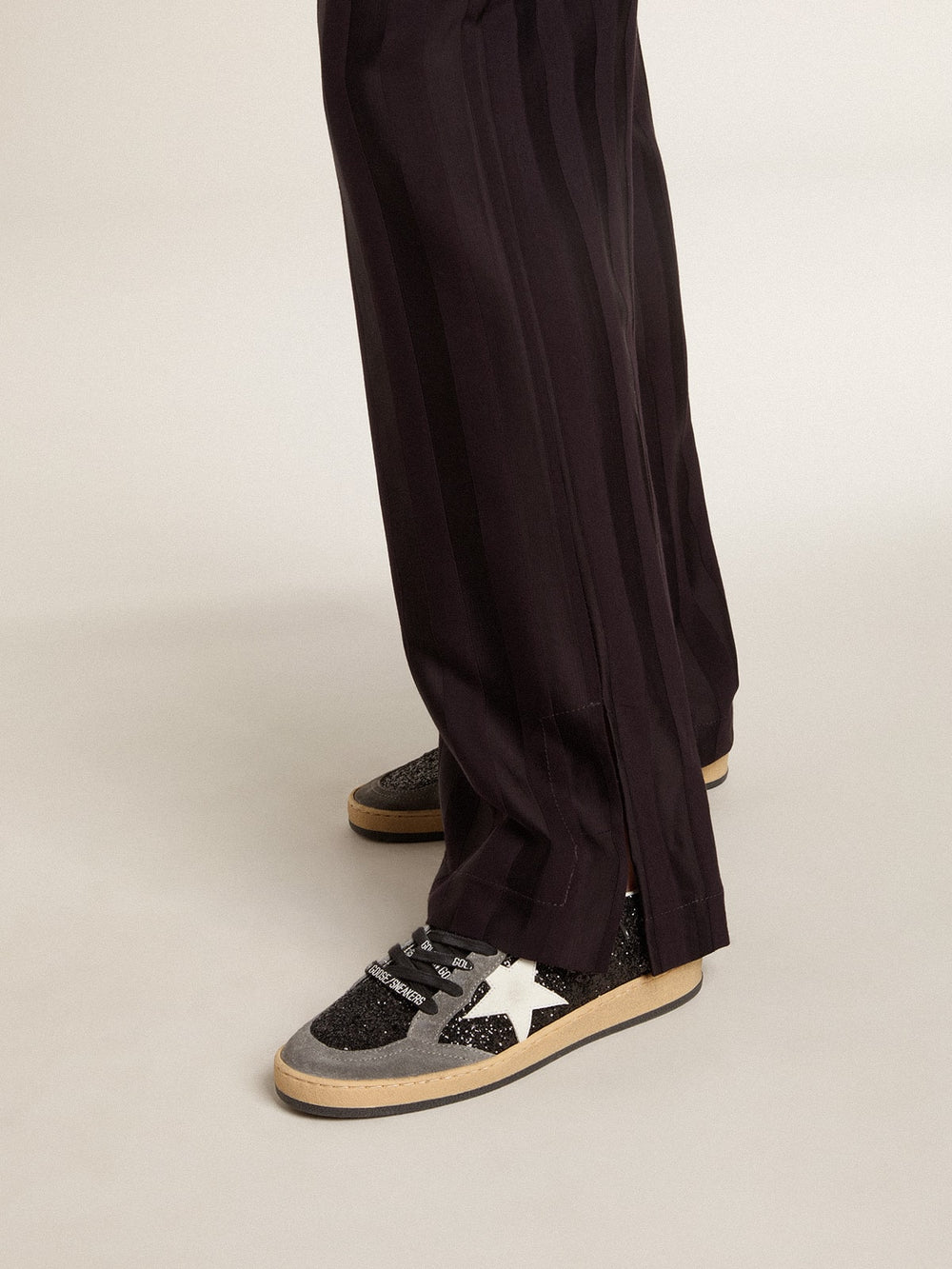 Women's Ball Star in glitter with leather star and metallic leather heel tab