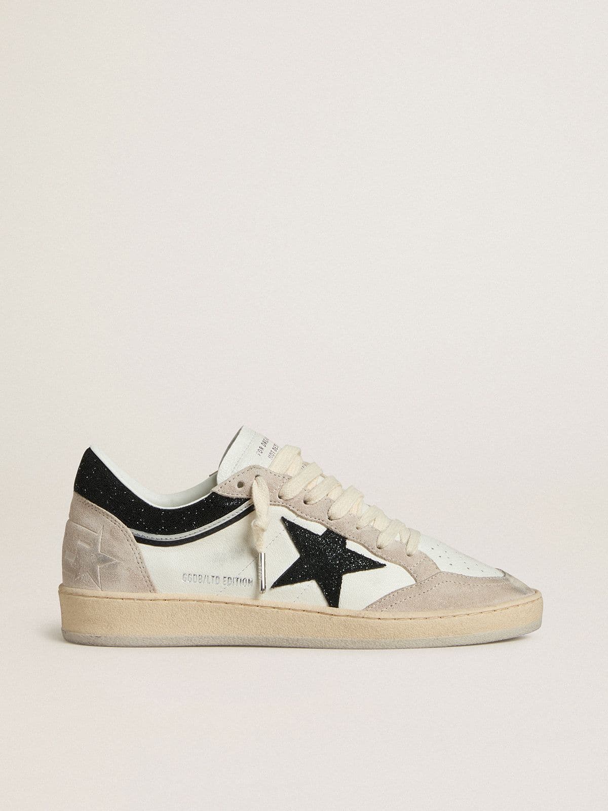 Women's Ball Star LTD in nappa with black crystal star and beige suede inserts