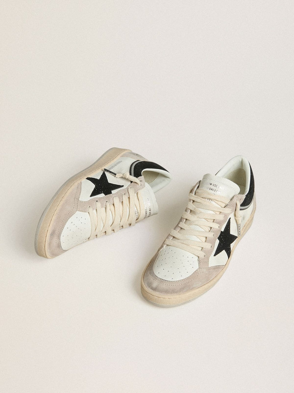 Women's Ball Star LTD in nappa with black crystal star and beige suede inserts