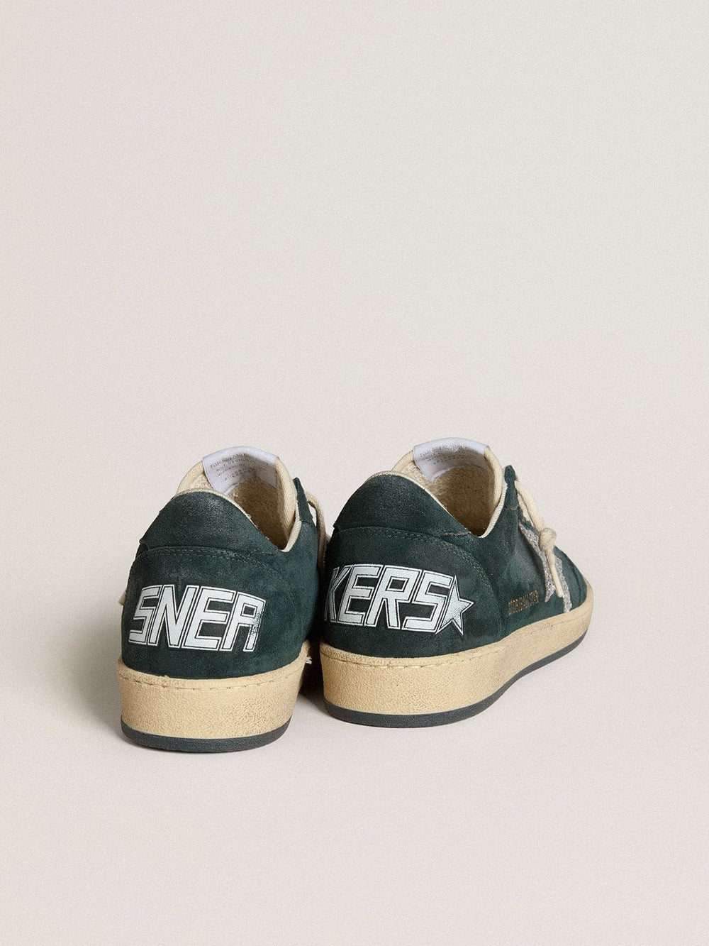 Women's Ball Star in green suede with silver glitter star