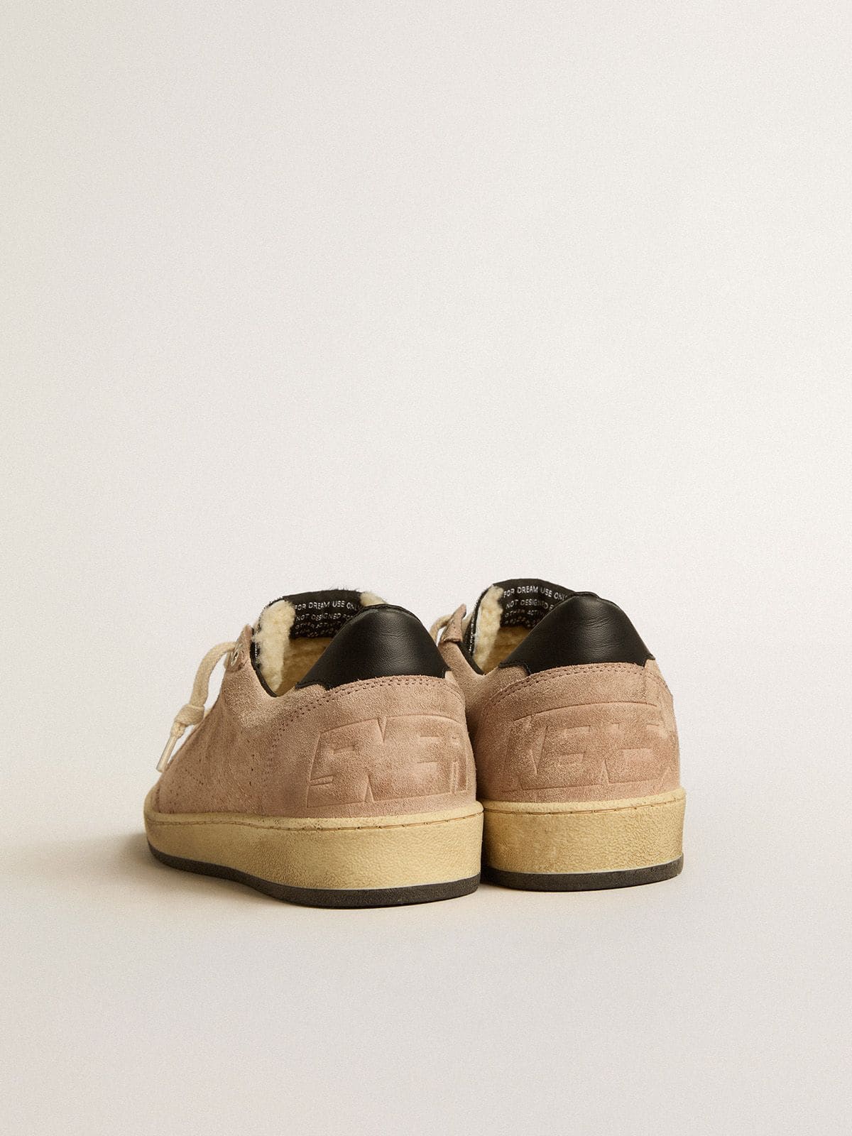 Women's Ball Star LTD in powder pink suede with Swarovski crystal tongue and shearling lining