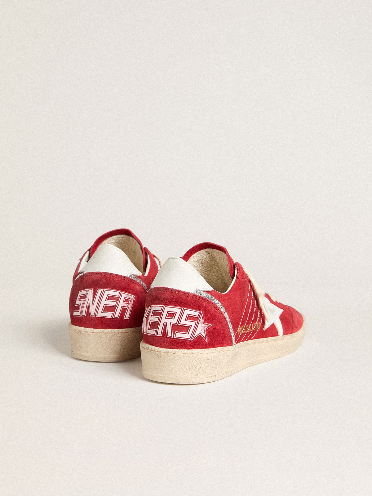 Women's Ball Star in red suede with white leather star and heel tab