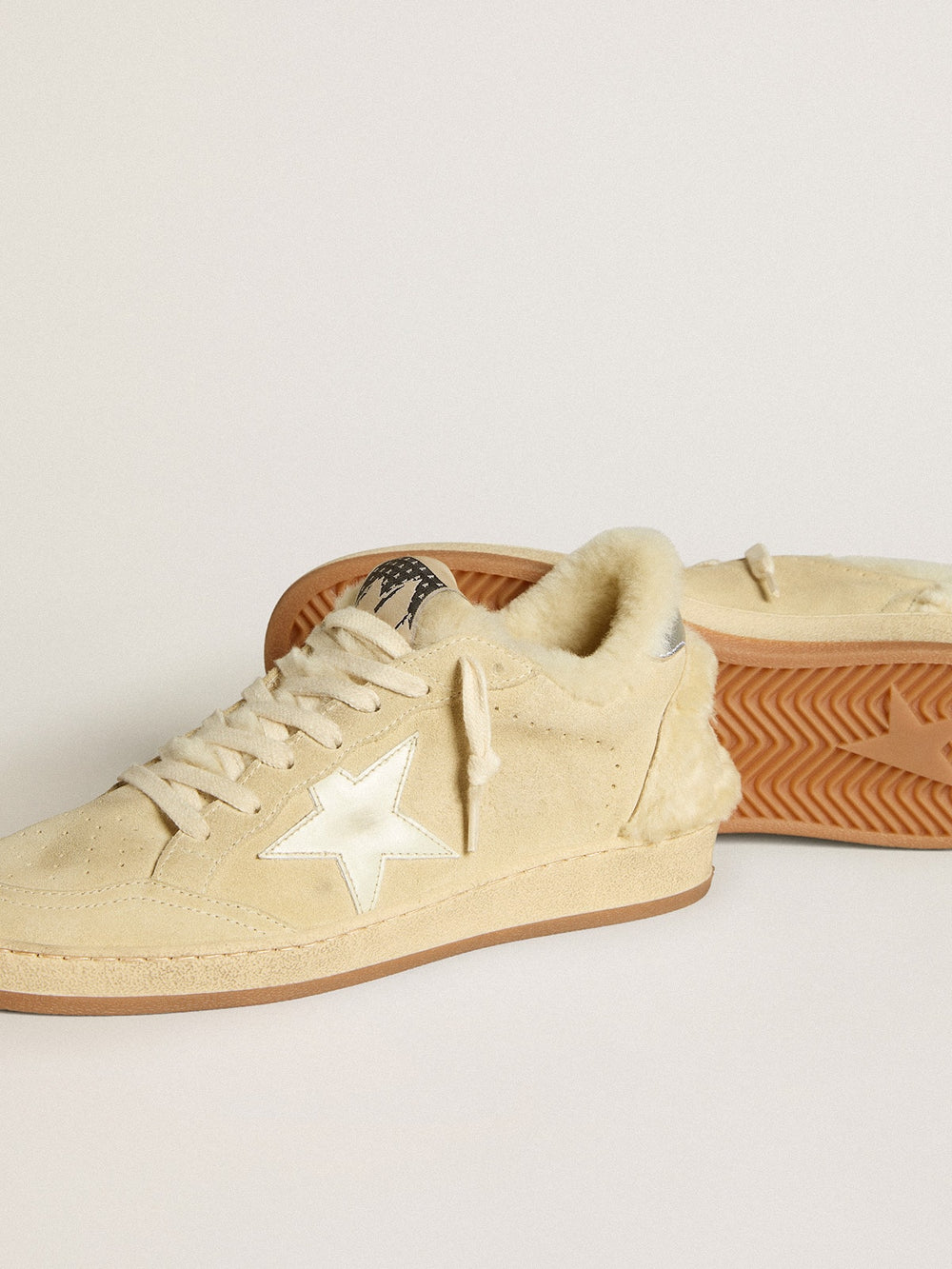 Women's Ball Star  in suede and shearling with white patent leather star