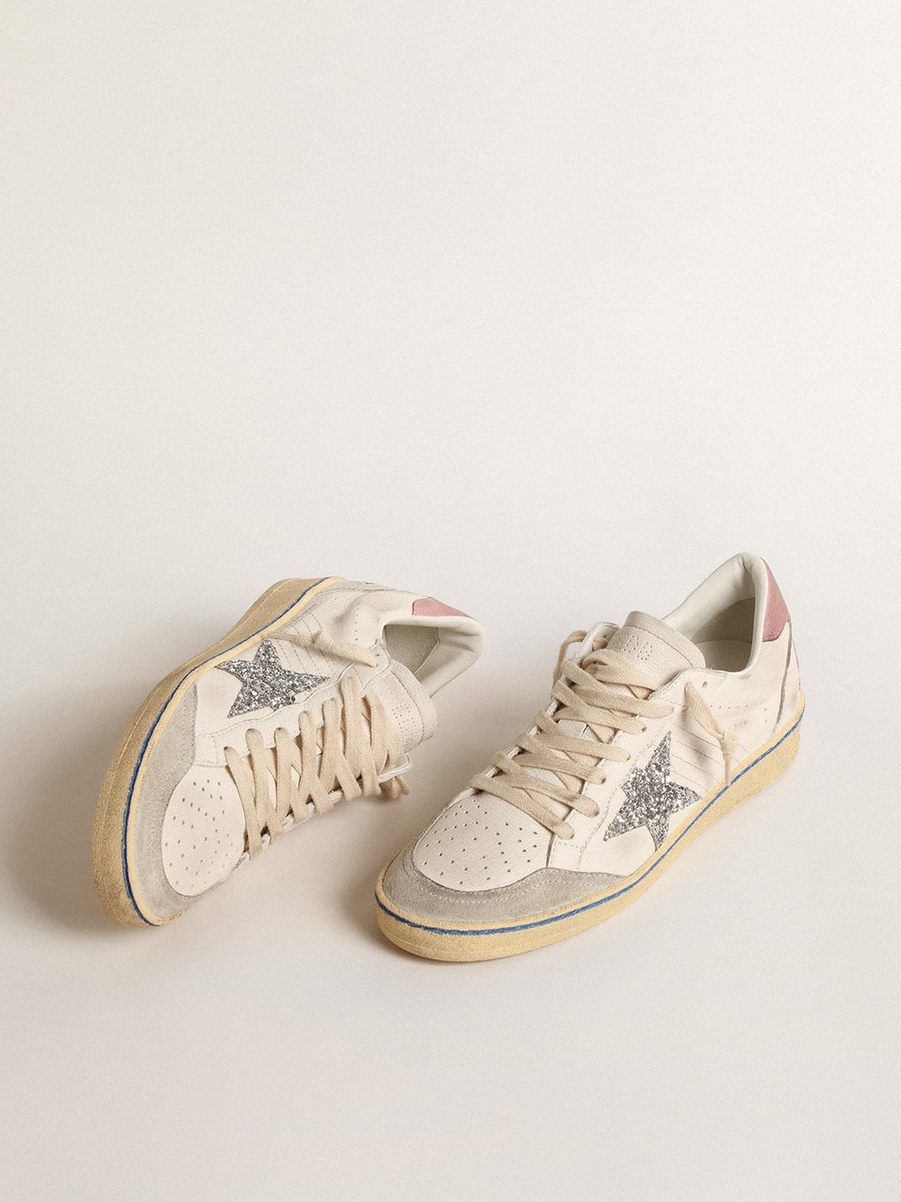 Ball Star  with glitter star and pink suede heel tab