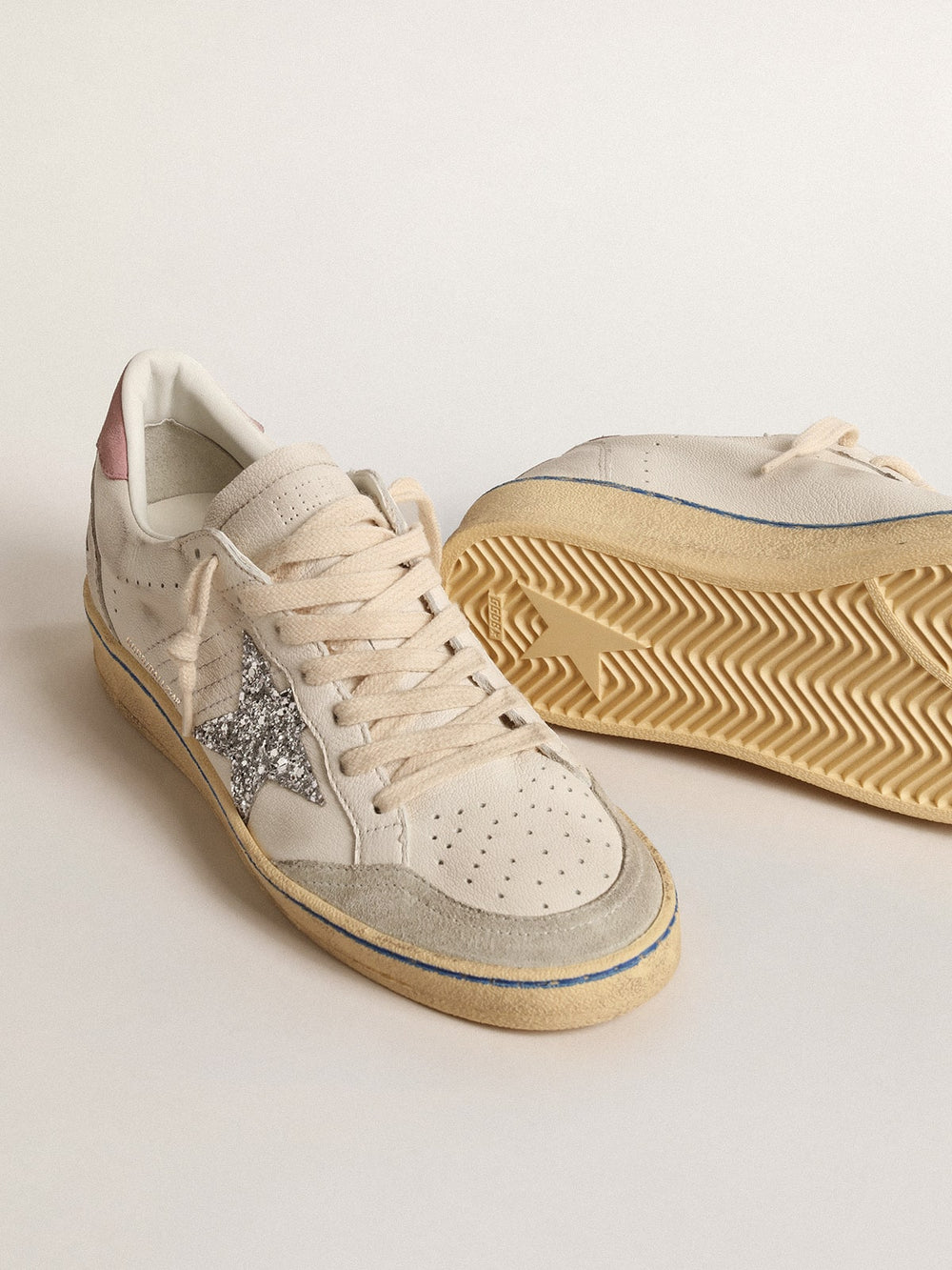 Ball Star  with glitter star and pink suede heel tab