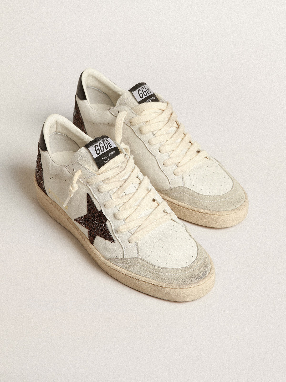 Ball Star in nappa with glitter star and black nappa heel tab