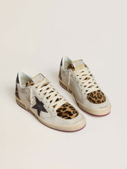 Women's Ball Star with brown leather star and leopard-print pony skin tongue