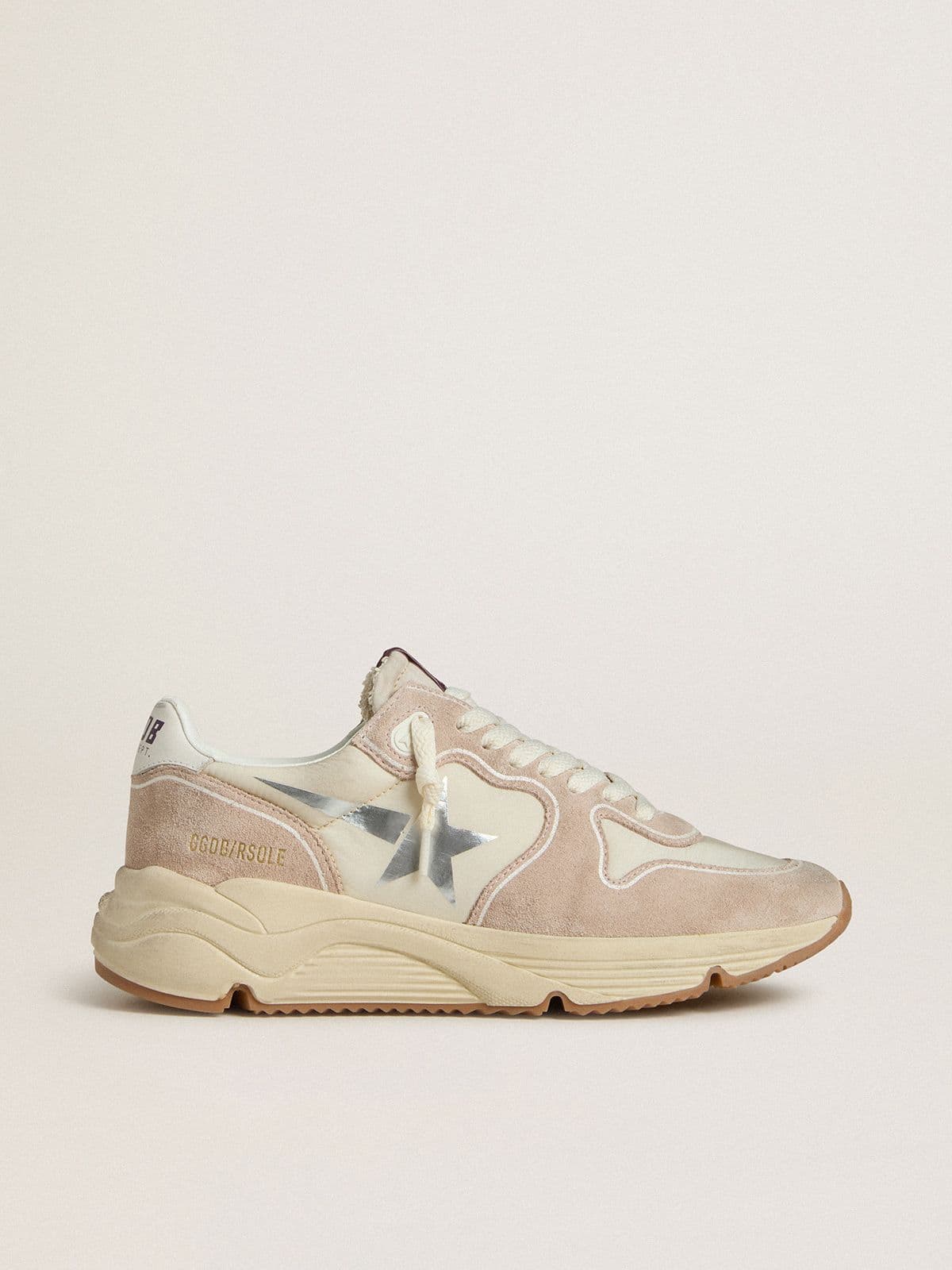 Women's Running Sole in nylon and suede with silver printed star and leather heel tab