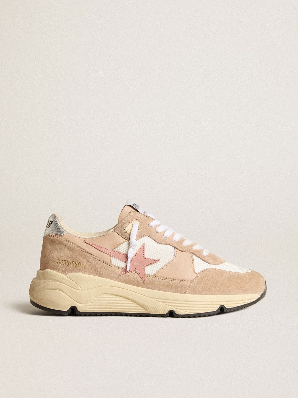 Women's Running Sole in mesh and suede with pink star and silver heel tab