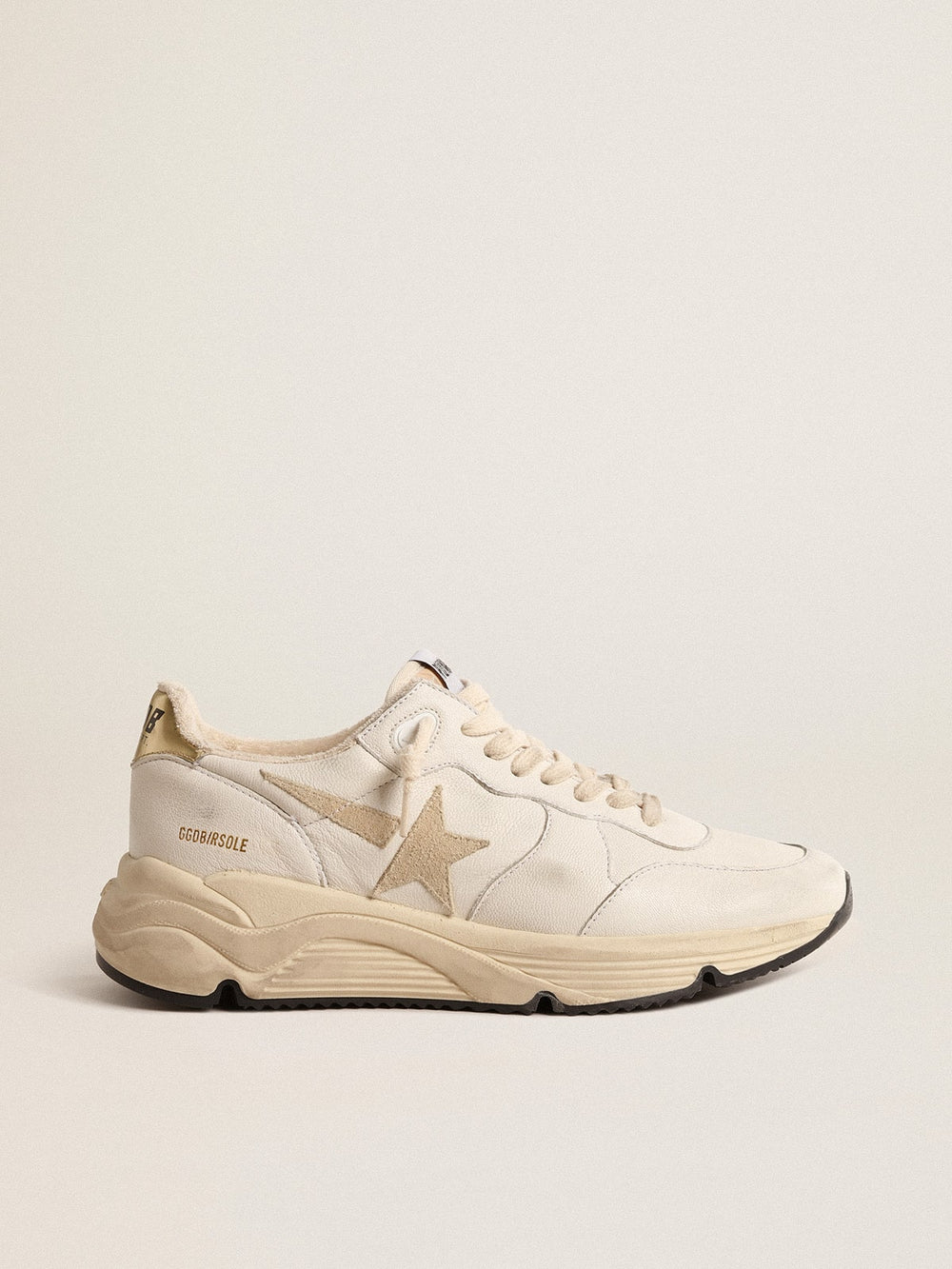Women's Running Sole  in nappa with suede star and gold heel tab