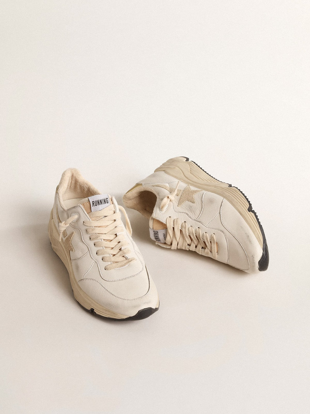 Women's Running Sole  in nappa with suede star and gold heel tab