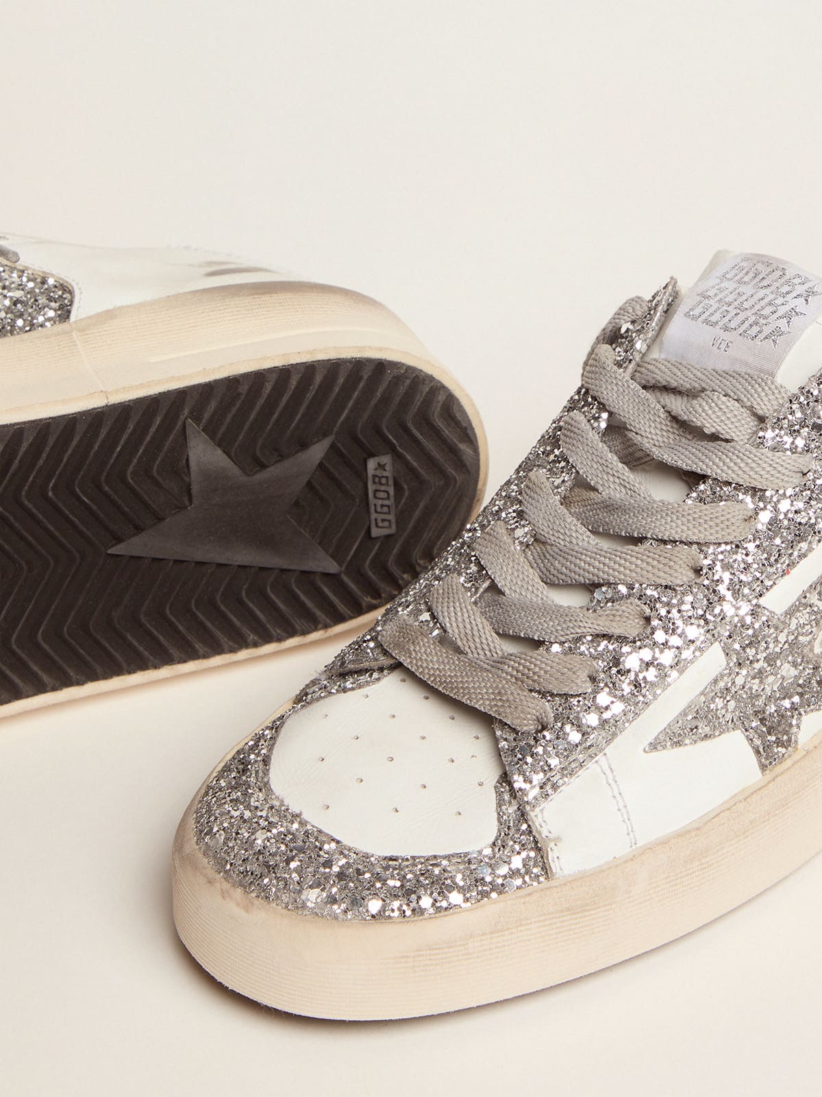 Women’s Stardan sneakers with silver glitter | Golden Goose