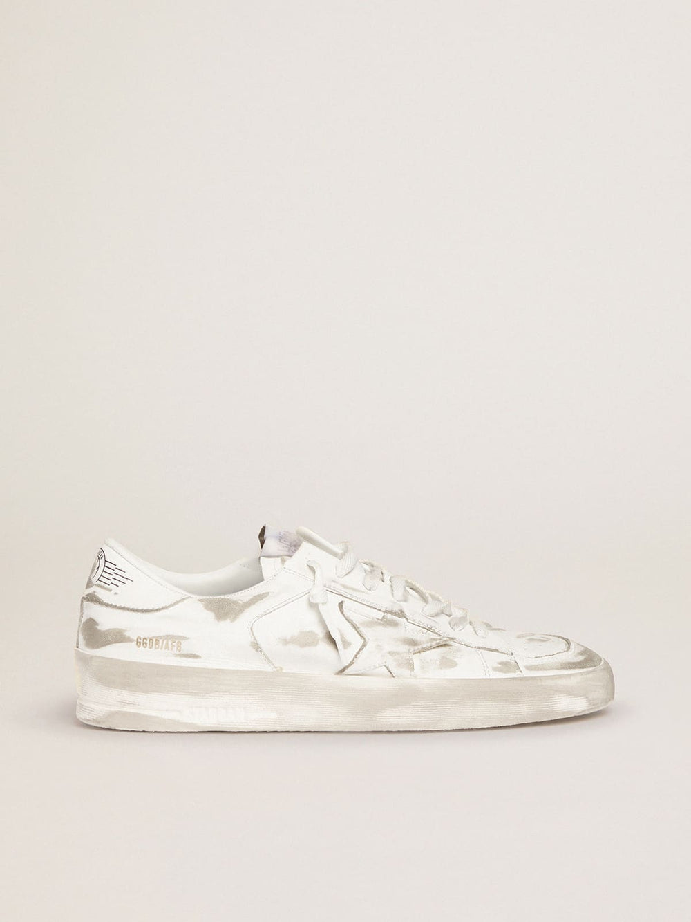 Stardan sneakers in white leather with lived-in treatment