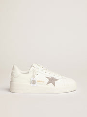Women’s Purestar in white leather with silver Swarovski crystal star