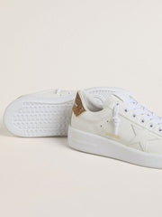 Women’s Purestar with white leather star and brown crystal heel tab
