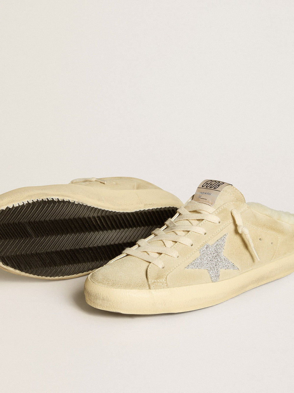 Super-Star Sabots with Swarovski crystal star and shearling lining